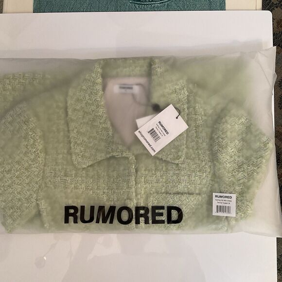 Rumored Notting Hill Mini Dress Green Short Sleeves Button Front 8 NWT - Picture 4 of 13